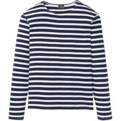 Shirt z długim rękawem Regular Fit bonprix ciemnoniebiesko-biały w paski. Niebieskie koszulki męskie bonprix, m, w paski, z okrągłym kołnierzem, z długim rękawem, długie. Za 54,99 zł.