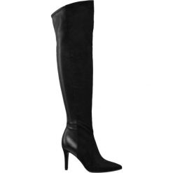 Kozaki za kolano Catwalk czarne. Czarne buty zimowe damskie Catwalk, z materiału, za kolano, na obcasie. Za 159,90 zł.