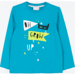 Koszulka. Niebieskie t-shirty chłopięce SUPER HERO, z aplikacjami, z dzianiny, z długim rękawem. Za 29,90 zł.