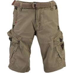 Bermudy "Parapente" w kolorze szarobrązowym. Szare spodenki i szorty męskie Geographical Norway Men, s, w paski, ze skóry. W wyprzedaży za 128,95 zł.