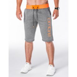 Krótkie spodenki męskie dresowe W050 - grafitowe. Szare spodenki i szorty męskie Ombre Clothing, s, bez wzorów, z bawełny, krótkie. Za 29,00 zł.