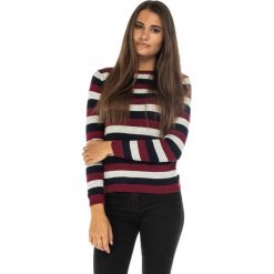 Swetry damskie: Sweter w kolorze czarno-szaro-bordowym