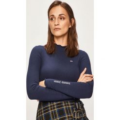 Tommy Jeans - Bluzka. Niebieskie bluzki damskie Tommy Jeans, s, bez wzorów, z elastanu, z golfem, z długim rękawem. Za 239,90 zł.