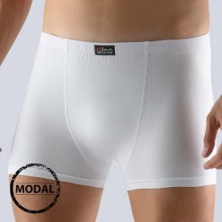 Bokserki męskie GINO Modal krótkie białe. Białe bokserki męskie marki Astratex, z dzianiny. Za 36,99 zł.