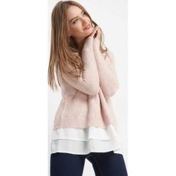 Sweter z cekinami. Pomarańczowe bez kategorii Orsay, xs, z elastanu, z koszulowym kołnierzykiem. Za 119,99 zł.
