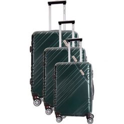 Zestaw walizek w kolorze ciemnozielonym - 3 szt. Zielone walizki Travel One, z materiału. W wyprzedaży za 619,95 zł.