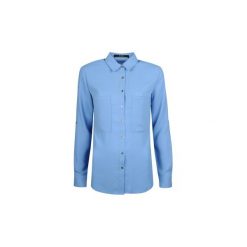 Koszule Guess W63H52W7LJ0. Niebieskie koszule damskie Guess, z aplikacjami, bez kołnierzyka, bez rękawów. Za 159,00 zł.