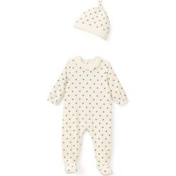 Piżama welurowa + czapeczka w gwiazdki 0 miesięcy-3 lata. Szare bielizna dziewczęca marki La Redoute Collections, z bawełny. Za 100,76 zł.