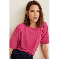 Mango - Top. Różowe topy damskie marki Mango, l, z elastanu, z okrągłym kołnierzem. Za 49,90 zł.