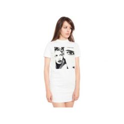 SUKIENKA CUTE BUT PSYCHO. Białe sukienki damskie na komunię marki Rebeka, na imprezę, s, z nadrukiem. Za 59,00 zł.