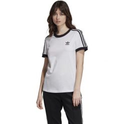 Damska koszulka Adidas Originals ED7483. Żółte koszulki damskie Adidas, w paski, z bawełny, bez kołnierzyka. Za 92,99 zł.