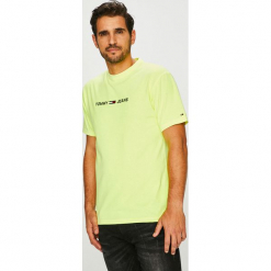 Tommy Jeans - T-shirt/polo DM0DM05125. Białe koszulki polo Tommy Jeans, l, z aplikacjami, z dzianiny. Za 159,90 zł.