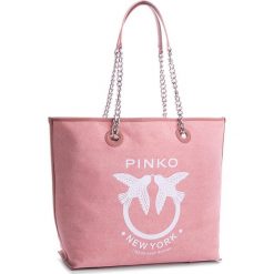 Torebki klasyczne damskie: Torebka PINKO – Belato Shopping Canvas PE 18 PLTT 1P214Z Y4KR Pink P11