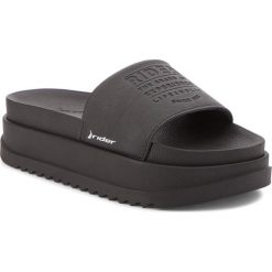 Klapki RIDER - Power Up Slide Fem 11297 Black 24497. Czarne klapki damskie Rider, bez wzorów, ze skóry ekologicznej, bez obcasa. Za 139,99 zł.