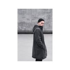 LONG DENIM JACKET IN WASHED BLACK. Czarne kurtki męskie marki The Hive, xl, bez wzorów, z denimu, vintage, długie, z kapturem. Za 429,00 zł.