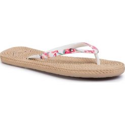 Japonki ROXY - ARJL100685 Wri. Białe klapki damskie Roxy, bez wzorów, z tworzywa sztucznego, bez obcasa. W wyprzedaży za 89,00 zł.