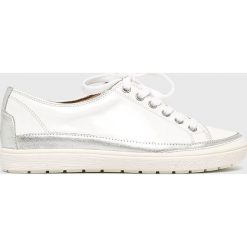 Caprice - Buty. Białe buty sportowe damskie Caprice, bez wzorów, ze skóry, sportowe. W wyprzedaży za 199,90 zł.