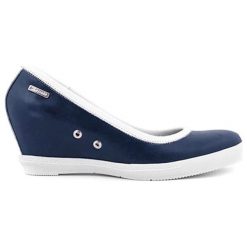 Buty ślubne damskie: Skórzane czółenka w kolorze granatowym