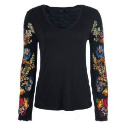 Desigual T-Shirt Damski Claudina Xs Czarny. Szare t-shirty damskie marki Desigual, l, z tkaniny, casualowe, z długim rękawem. Za 249,00 zł.