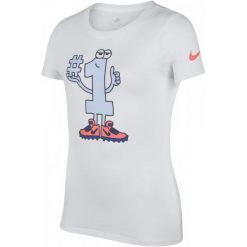 Nike T-Shirt Damski G Nsw Tee Number One, White Royal Tint S. Białe bluzki dziewczęce Nike, z nadrukiem, bez kołnierzyka, bez rękawów, bez kaptura. W wyprzedaży za 58,00 zł.