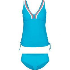 Tankini z lycrą (2 części) bonprix niebieskozielono-biało-koralowy. Niebieskie stroje kąpielowe damskie bonprix, bez wzorów, z lycry. Za 54,99 zł.