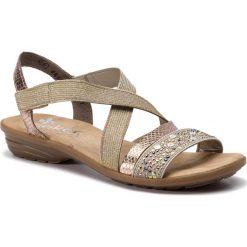 Sandały RIEKER - V3463-60 Beige. Brązowe klapki damskie marki Rieker, bez wzorów, ze skóry ekologicznej, bez obcasa, na obcasie. Za 209,00 zł.