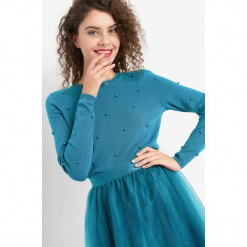 Sweter z perłami. Niebieskie bez kategorii Orsay, xs, z wiskozy. Za 89,99 zł.