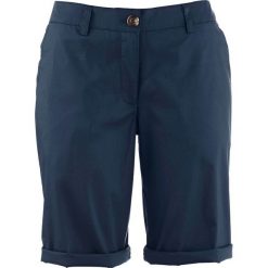 Bermudy ze stretchem bonprix ciemnoniebieski. Niebieskie spodnie damskie bonprix, bez wzorów. Za 59,99 zł.