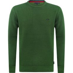 Sweter "Contest" w kolorze zielonym. Zielone swetry klasyczne męskie marki Sir Raymond Taylor, m, z haftami, z bawełny, z okrągłym kołnierzem. W wyprzedaży za 139,95 zł.