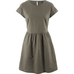 Sukienka lniana bonprix ciemnooliwkowy. Zielone sukienki marki bonprix. Za 44,99 zł.