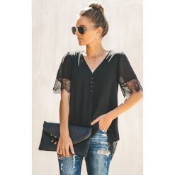 Damski t-shirt ALMARA BLACK. Czarne bluzki damskie Damski t-shirt ALMARA BLACK, s, bez wzorów, bez kołnierzyka. W wyprzedaży za 39,00 zł.