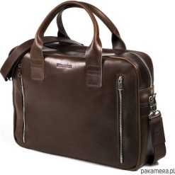 Skórzana torba na laptop na ramię Brodrene R02. Brązowe torby męskie na ramię marki Pakamera. Za 399,00 zł.