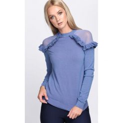 Niebieski Sweter Hold On Hope. Niebieskie swetry klasyczne damskie Born2be, l, z falbankami. Za 59,99 zł.