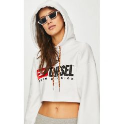 Diesel - Bluza. Białe bluzy damskie Diesel, s, z nadrukiem, z bawełny, bez rękawów, z kapturem. Za 629,90 zł.
