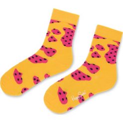 Skarpety Wysokie Unisex HAPPY SOCKS - COW1001-2000 Żółty. Żółte skarpetki damskie Happy Socks, bez wzorów, z elastanu. Za 34,90 zł.