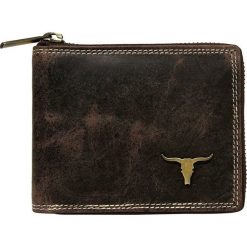 Portfel męski skórzany Buffalo Wild RM-02Z-BAW. Pomarańczowe portfele męskie BUFFALO WILD, bez wzorów, ze skóry. Za 59,90 zł.