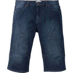 Długie bermudy dżinsowe ze stretchem Regular Fit bonprix ciemnoniebieski. Niebieskie jeansy męskie bonprix, m, bez wzorów, długie. Za 89,99 zł.