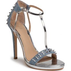 Sandały GUESS - Tedan2 FL6TE2 DEN03 BLUE. Niebieskie klapki damskie Guess, z aplikacjami, ze skóry ekologicznej, bez obcasa, na obcasie. W wyprzedaży za 399,00 zł.