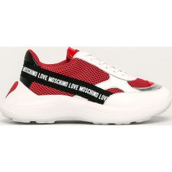 Love Moschino - Buty. Czerwone buty sportowe damskie Love Moschino, bez wzorów, ze skóry, sportowe. Za 899,90 zł.