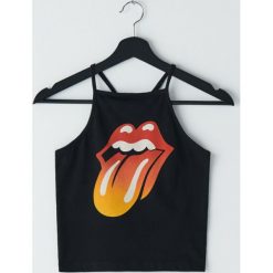 Krótki top The Rolling Stones -. Topy damskie Cropp, s, bez wzorów, bez kołnierzyka. W wyprzedaży za 15,99 zł.