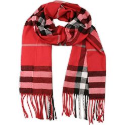 Czerwony Elegancki Jesienno-Zimowy Ciepły Szalik Męski w Kratkę, z Frędzlami SZAEMACSHSTR600115. Czerwone szaliki męskie Em men's accessories, na zimę, w kratkę, z materiału. W wyprzedaży za 29,00 zł.
