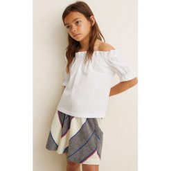Mango Kids - Spódnica dziecięca Lori 104-164 cm. Szare spódniczki dziewczęce marki Mango Kids, s, w paski, z bawełny, mini, rozkloszowane. Za 79,90 zł.