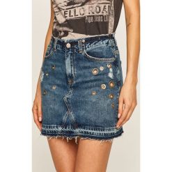 Pepe Jeans - Spódnica jeansowa Revive Archive. Niebieskie spódniczki damskie Pepe Jeans, na co dzień, s, z aplikacjami, z bawełny, casualowe, z podwyższonym stanem, mini, proste. Za 339,90 zł.