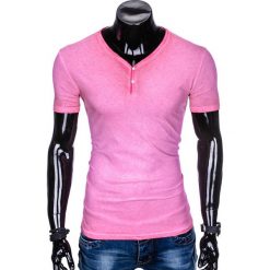 T-shirt męski bez nadruku S894 - różowy. Różowe t-shirty męskie Ombre Clothing, s, z nadrukiem, bez kołnierzyka. Za 21,99 zł.