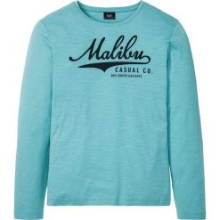 Shirt z długim rękawem bonprix zieleń morska z nadrukiem. Zielone koszulki męskie bonprix, xl, z nadrukiem, bez kołnierzyka, z długim rękawem, długie. Za 29,99 zł.