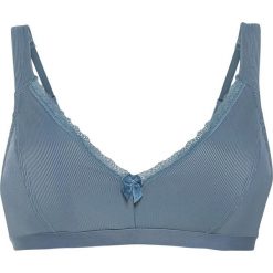 Biustonosz bez fiszbinów bonprix niebieski dymny. Niebieskie biustonosze bonprix, bez wzorów, z koronki. Za 49,99 zł.