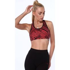 Top sportowy w geometryczne kształty koralowy MR15501. Pomarańczowe topy damskie marki Fasardi, s, bez wzorów, bez kołnierzyka. Za 39,00 zł.