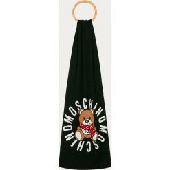 Moschino - Szalik. Czarne szaliki damskie MOSCHINO, z nadrukiem, z wełny. Za 449,90 zł.
