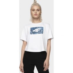 T-shirt damski TSD200 - biały. Białe t-shirty damskie 4f, bez wzorów, bez kołnierzyka. Za 49,99 zł.