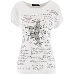 T-shirty damskie: T-shirt z krótkim rękawem bonprix biały z nadrukiem